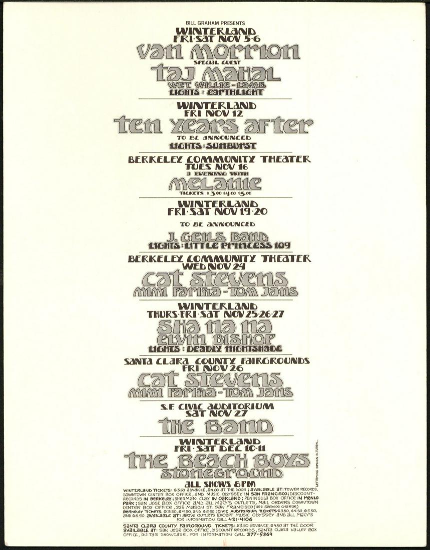 Van Morrison Beach Boys Bill Graham Postcard (1 of 1)