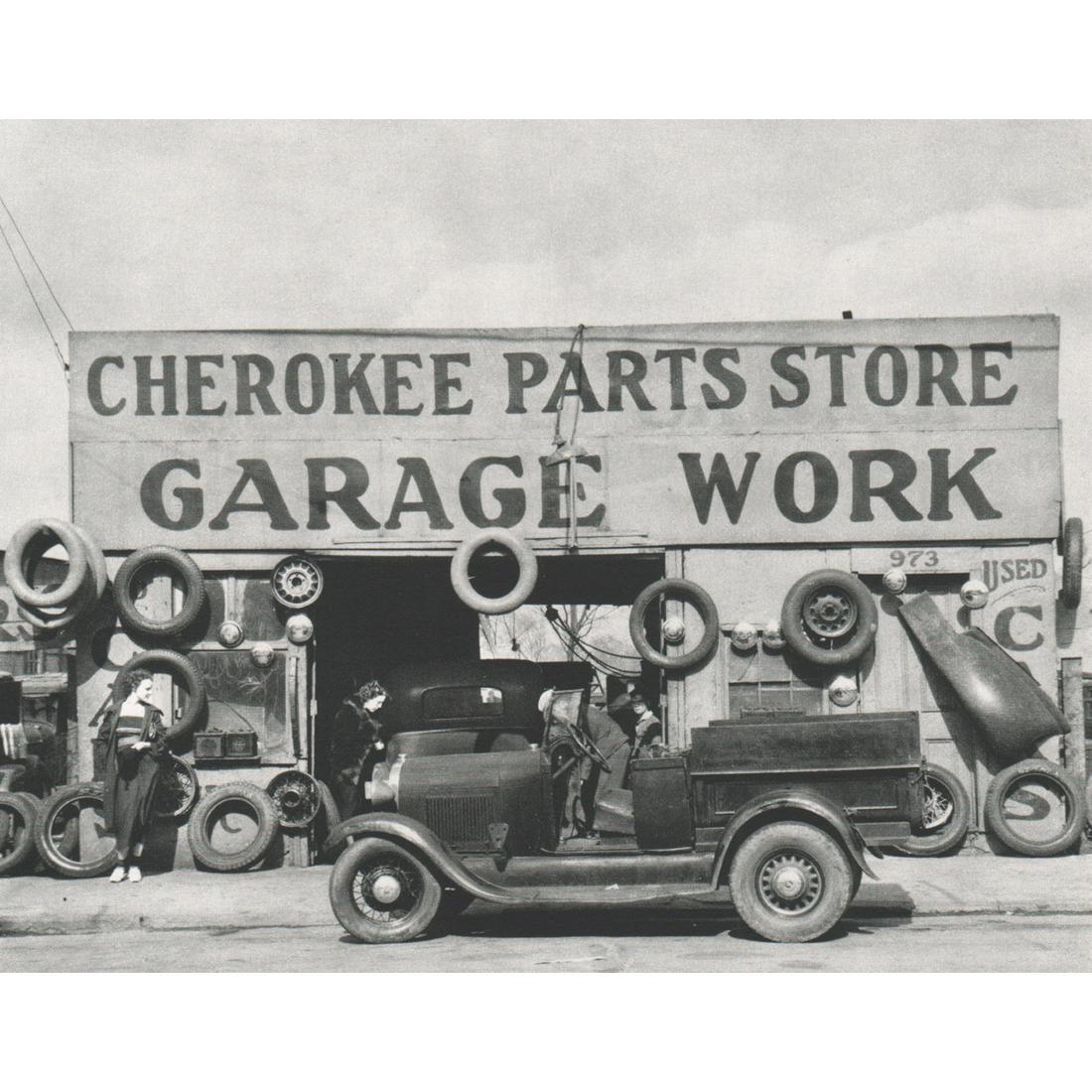 WALKER EVANS - Garage Work: Artist: WALKER EVANS Print Title: Garage Work, Atlanta Georgia, 1936 Medium: Sheet-fed Gravure Printing Date: 1980's Printed in France Image Size approx: 6 X 7.75 inches Walker Evans (1903-1975) was a