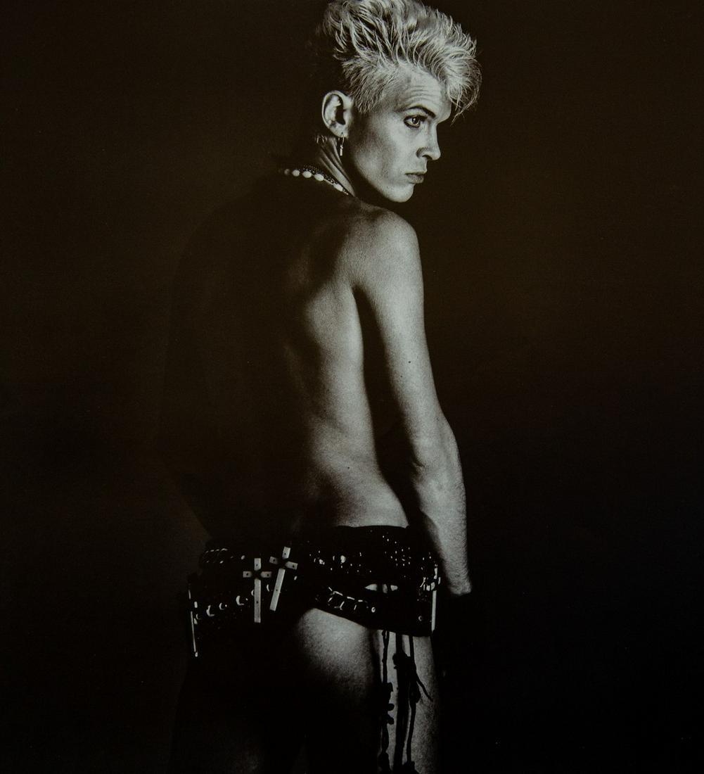 E.J. CAMP - Billy Idol, 1985: Artist: E.J. Camp Title: Billy Idol, 1985 Medium: Photo Litho, 1994, Japan Dimensions: 10.65x11.5" Heat Wax Mounted on 14x18" Conservation board E.J. Camp is known for her portraits of actors, musicia