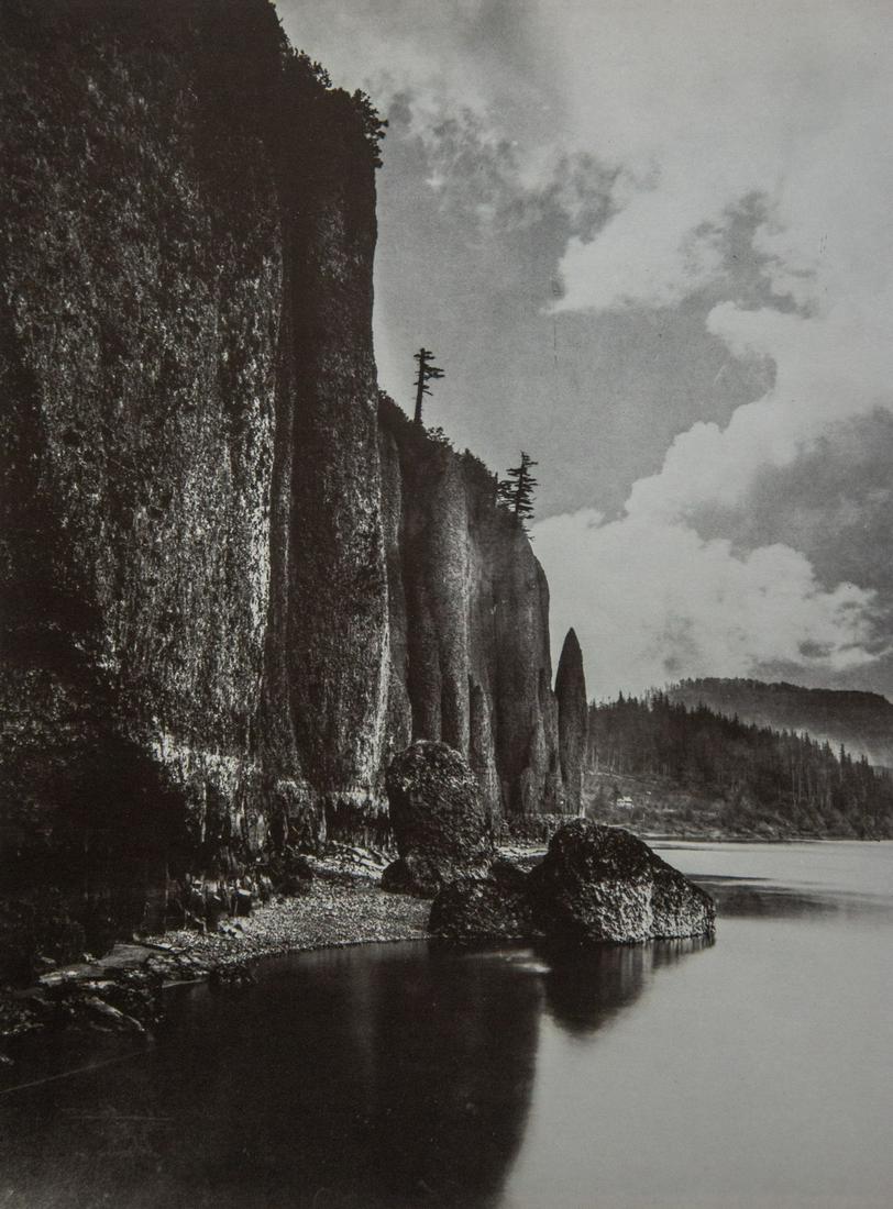 CARLETON WATKINS - Cape Horn, Columbia River, 1867: Artist: Carleton Watkins Title: Cape Horn, Columbia River, 1867 Medium: Photo Litho, 1989, USA Dimensions: 8.85x9.95" Heat Wax Mounted on 14x18" Conservation board Carleton E. Watkins (1829-1916) was