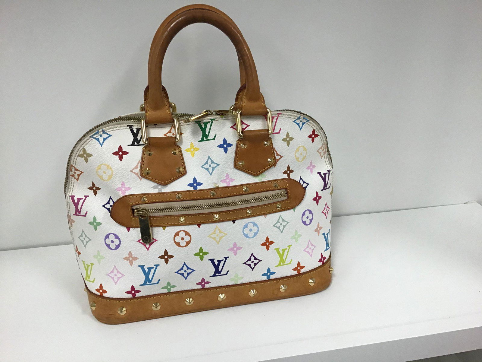 LOUIS VUITTON MULTICOLORED WHITE ALMA HANDBAG (1 of 5)