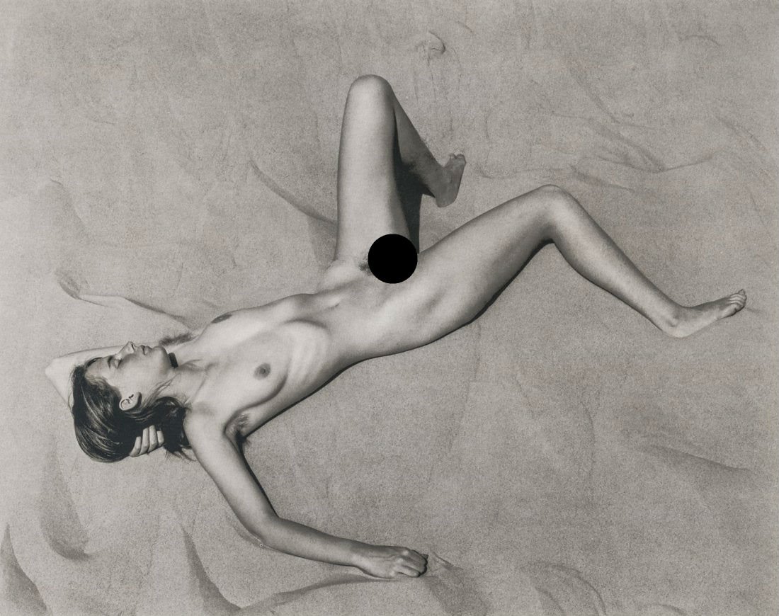EDWARD WESTON - Charis on Sand Dune, 1936: Artist: Edward Weston Title: Charis on Sand Dune, 1936 Medium: Photo Litho, 1993, Hong Kong Dimensions: 8.45x6.7" Heat Wax Mounted on 11x14" Conservation Board Edward Henry Weston was a 20th-century A