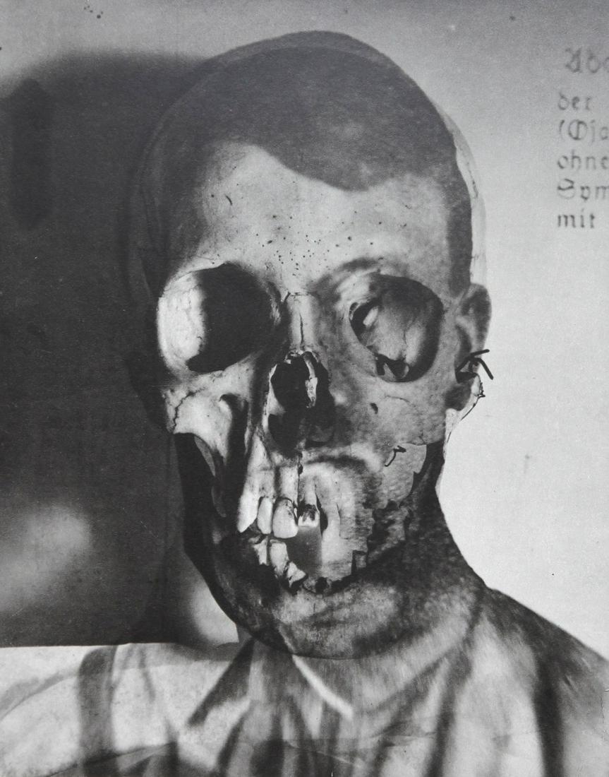 ERWIN BLUMENFELD - Hitler portrait as skull -: Artist: Erwin Blumenfeld Title: Hitler portrait as skull - AMSTERDAM 1932 Date Printed: 1979 Medium: Heliogravure Printer Location: Italy 27.9 x21.9 cm - 10 x8.6 inch, With tissue guard Mount Size: 30