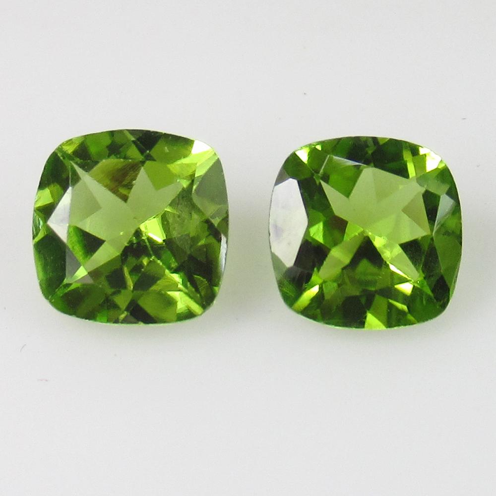 2.94 Ct Natural Pakistan Peridot Cushion Pair (1 of 2)