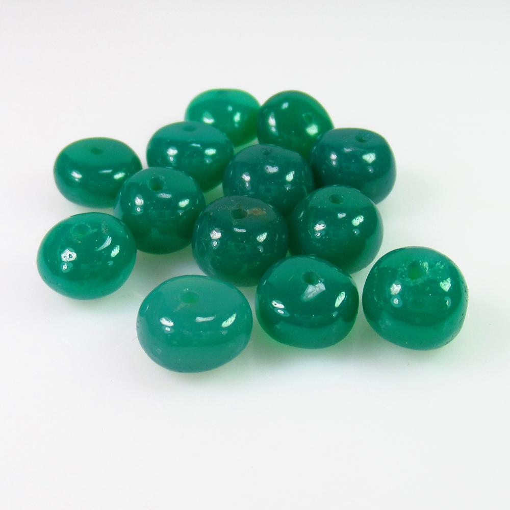34.80 Ct Natural 13 Drilled Green Onyx Round Beads (1 of 2)