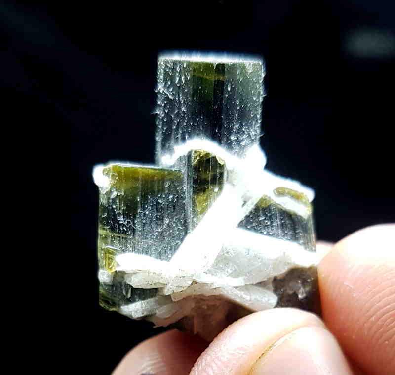 09 Grams Lovely Green Cap Tourmaline Crystal Specimen: Title: 09 Grams Lovely Green Cap Tourmaline Crystal Specimen From Astak Skardu pakistan Color/Clarity: Green Gemstone Type: Crystal Carat Weights: 09 Grams Size/Dimensions: 22*15*25 mm Reserve: $5.00 
