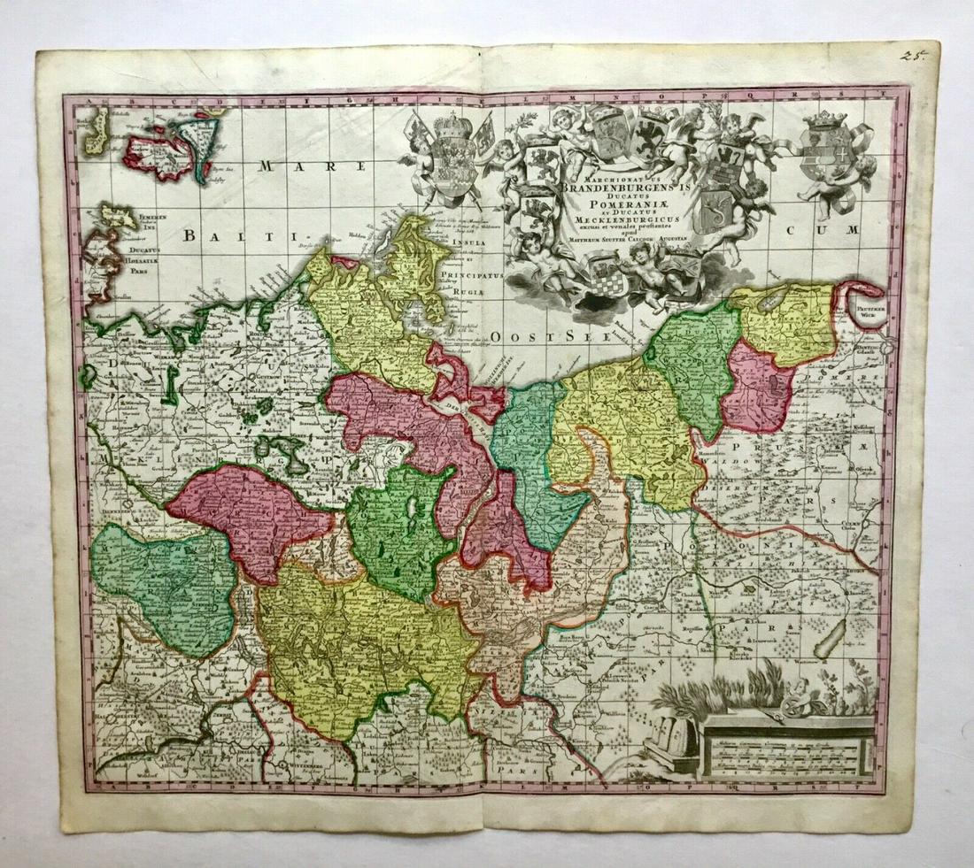 Marchionat us Brandenburgensis Ducatus Pomeraniae et: Title/Content of Map: Marchionat us Brandenburgensis Ducatus Pomeraniae et Ducatus Mecklenburgicus Date Printed: 1728 Cartographer: Mattaus Seutter Material/Medium: paper Size: 60cm x 54cm Provenance: