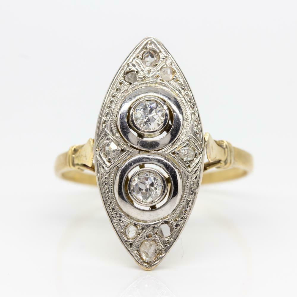 18k Gold & Platinum Genuine Art Deco Diamonds Ring (1 of 7)
