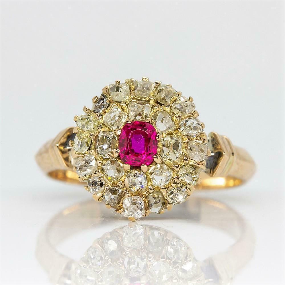 Original Antique Victorian 18k Gold Old Mine Ruby Ring (1 of 7)