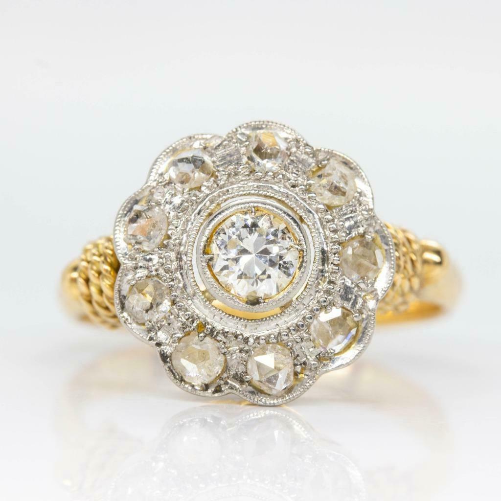 Antique Victorian 18K Gold Diamonds Ring (1 of 7)