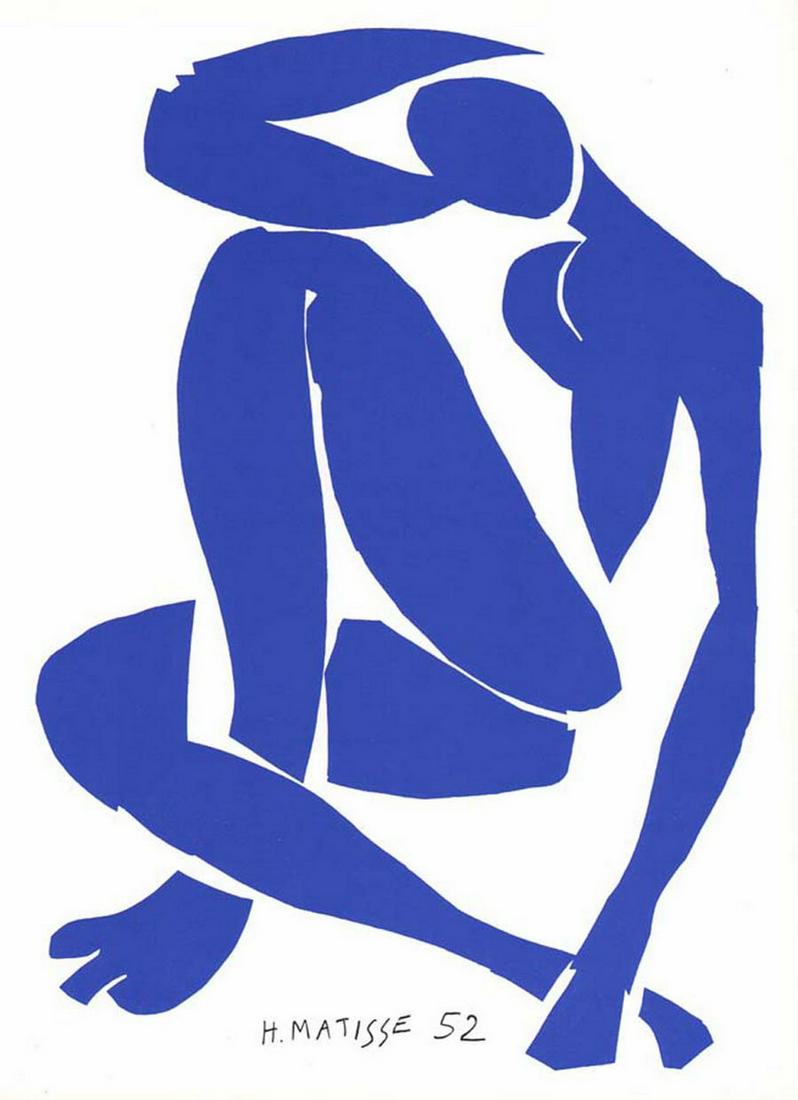 Henri Matisse (after) Blue Nude 4: Artist: Henri Matisse (after) Country: France Title: Blue Nude 4 Medium: Lithographic print Paper Size: 14 x 10 inch Printed: 1984 in USA Provenance: Catalogue of Matisse Paper cutouts 1984 Condition: