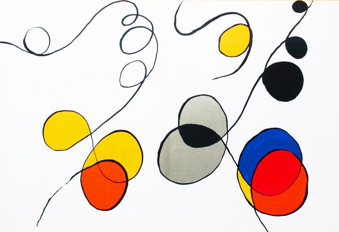 Alexander Calder Lithograph, Untitled-54173d: Artist: Alexander Calder Country: USA Title: Untitled-54173d Medium: Original Lithograph unsigned not numbered Paper Size: 15 x 22 inch folded as published Publisher: Maeght 1963, France Condition: Fi