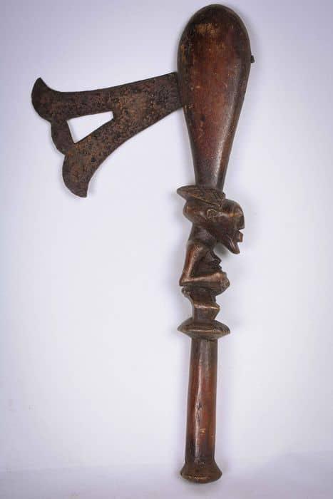 Ceremonial Axe – Iron, Wood – Songye – DR Congo: Title: Ceremonial Axe – Iron, Wood – Songye – DR Congo Description: Ceremonial Axe named used by the Songye peoples who live in Democratic Republic of Congo. Metal blade with wooden handle. The 