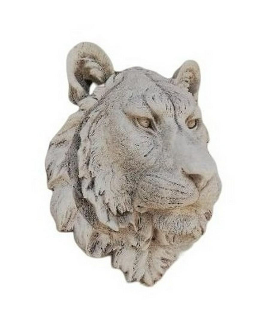 Tiger head - Wall mounted: Title: Tiger head - Wall mounted Maker: Unknown Origin: Belgium Date/Period: 1970-1985 Materials:Polystone Dimensions:Height: 45 cm / 18 inchWidth: 38 cm / 14.2 inch Description:Beautifull large Tiger