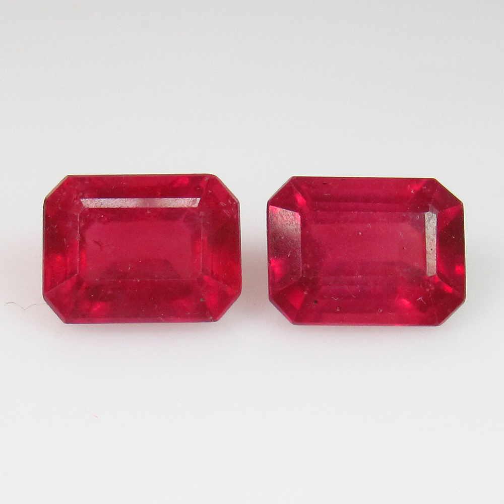 4.30 Ct Natural Blood Red Ruby 8X6 mm Octagon Pair (1 of 2)