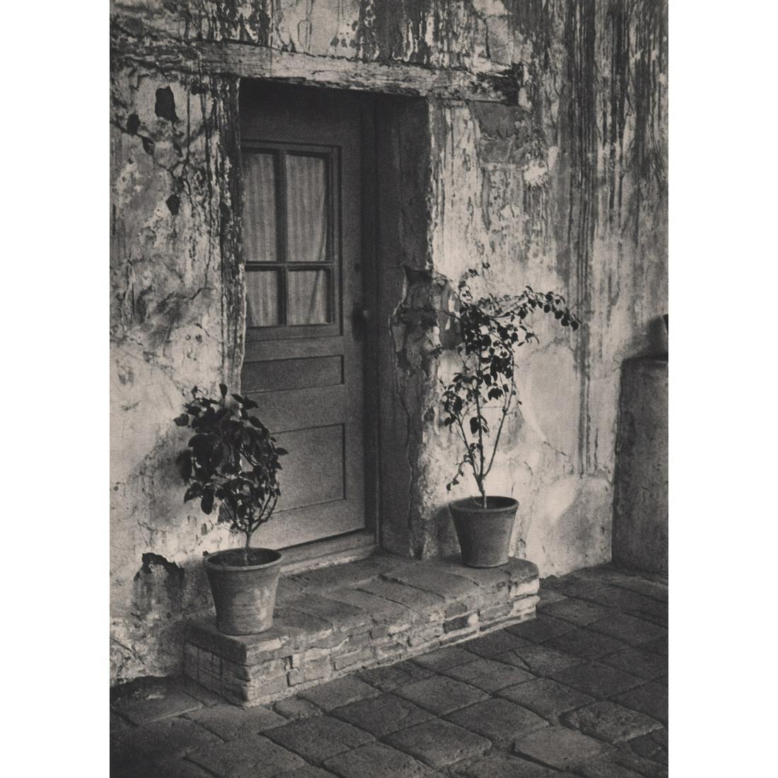 WILLIAM MORTENSEN - Doorway - San Juan Capistrano: Artist: WILLIAM MORTENSEN Print Title: Doorway - San Juan Capistrano Mission Medium: Sheet-fed Gravure Printing Date: 1930's Printed in the USA Image Size: 12.75 x 9.25 inches William Mortensen was an