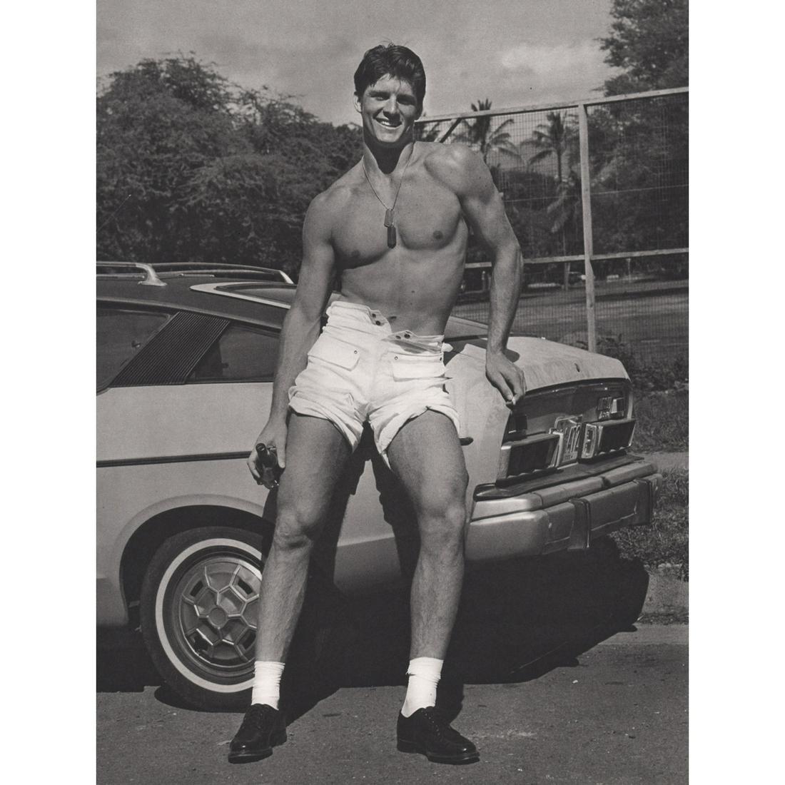 BRUCE WEBER - On Leave in Waikiki: Artist: BRUCE WEBER Print Title: On Leave in Waikiki Medium: Sheet-fed Gravure Edition limited to 5000 Printing Date: 1980's Printed in Japan Image Size approx: 12.75 X 9.75 inches Bruce Weber is an A