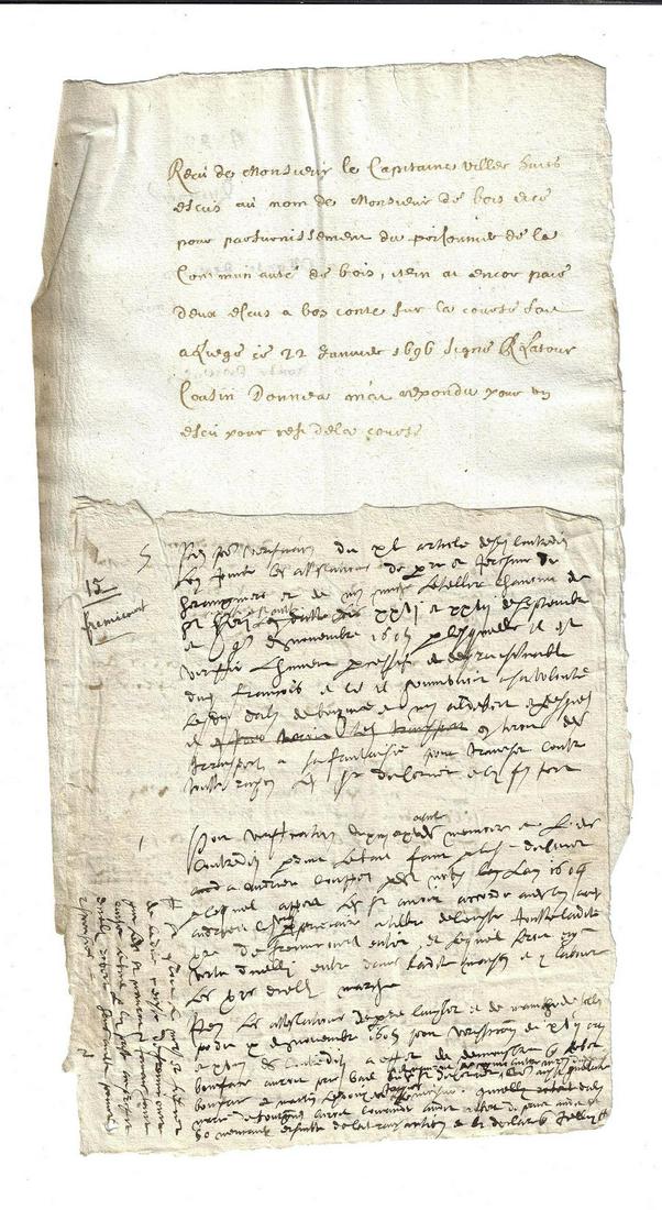 Two 17th C French Manuscript Legal Documents (1 of 1)