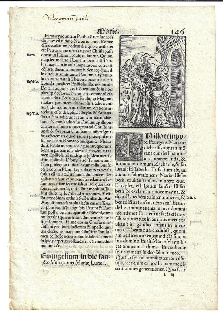 16th C Leaf Engraving Visitation Mary (1 of 1)