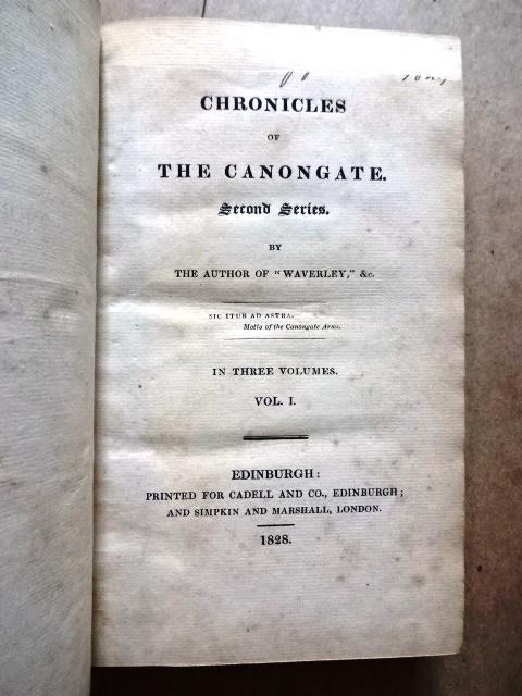1828 Three-Vol Set Chronicles of Canongate (1 of 3)