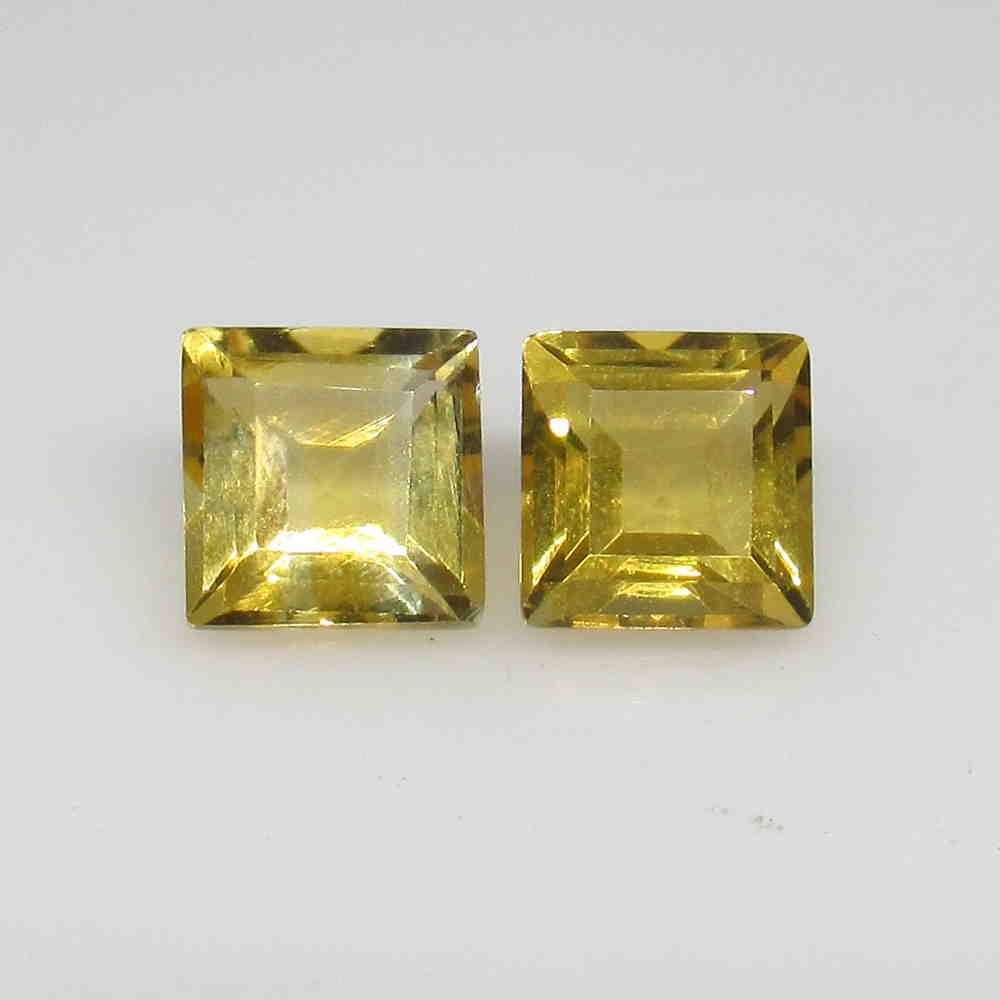 2.37 Ctw Natural Yellow Citrine Square Pair (1 of 2)