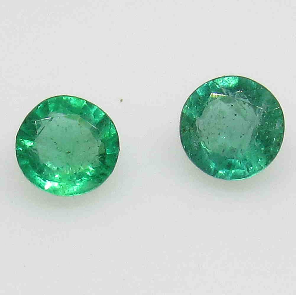 0.34 Ctw Natural Zambian Emerald Round Pair (1 of 2)