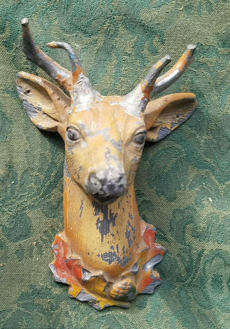 Metal deer head mount buck 1920 acorn camp decoration (1 of 2)