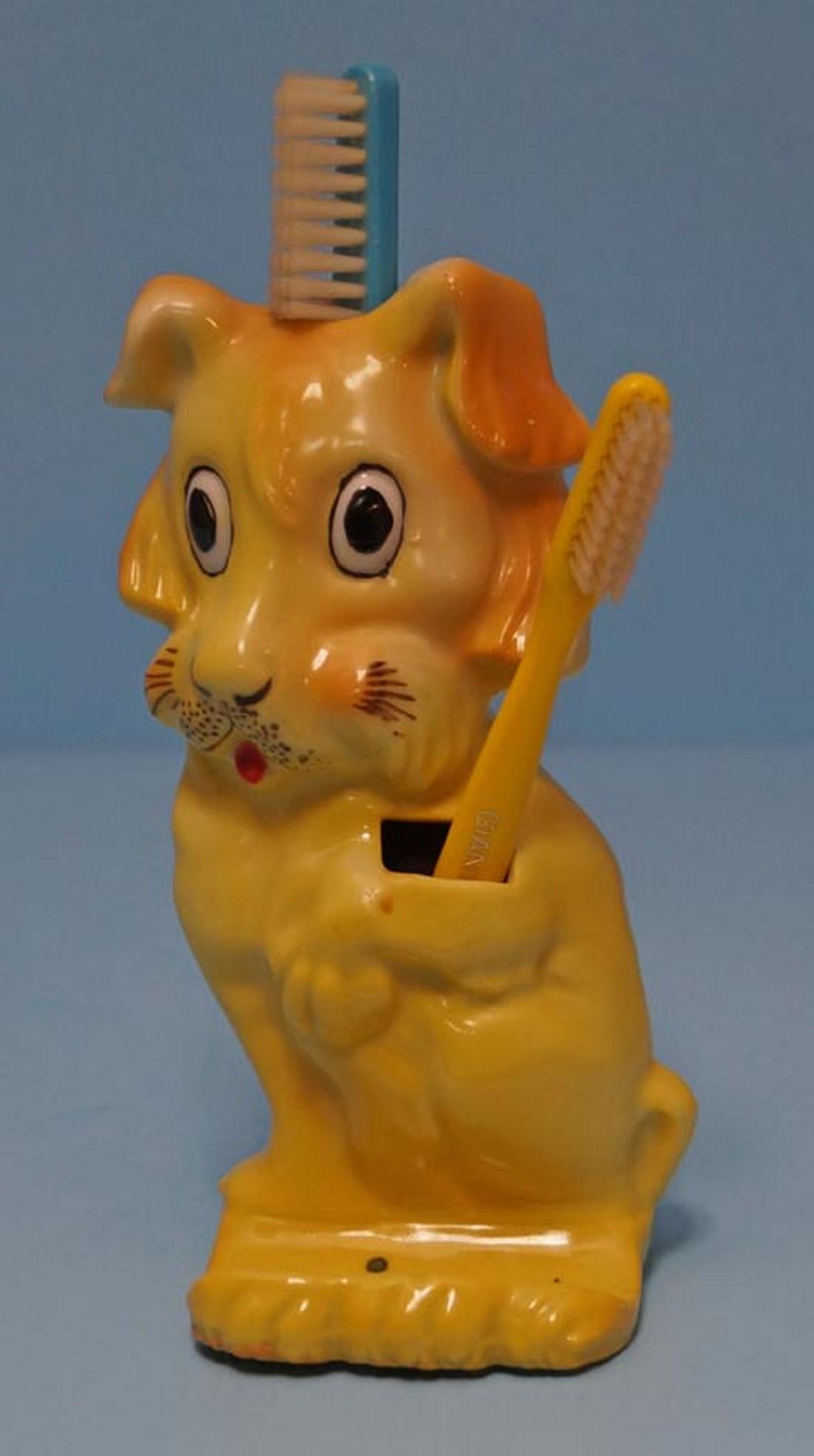 Vintage Sitting Up Dog Toothpaste Toothbrush Holder (1 of 6)