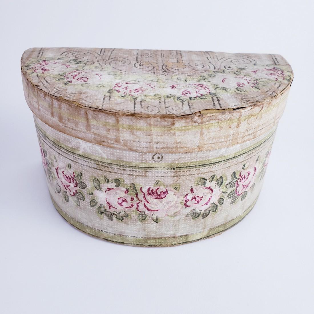 Early Wallpaper Box, unusual demilune shape (1 of 4)