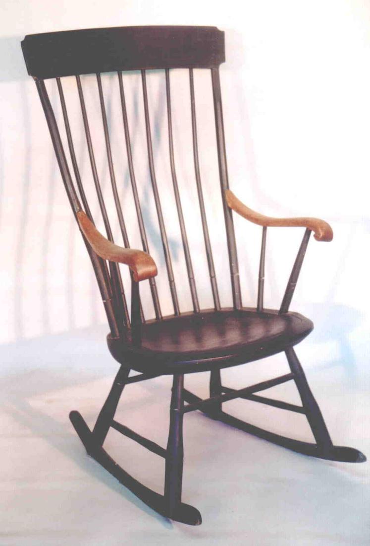 New England Salem rocker in black paint by T. Wilder of: Title: New England Salem rocker in black paint by T. Wilder of New Ipswich, NH 1830 Shipping: Domestic: Shipping rates are determined by destination International: Foreign shipping rates are determine