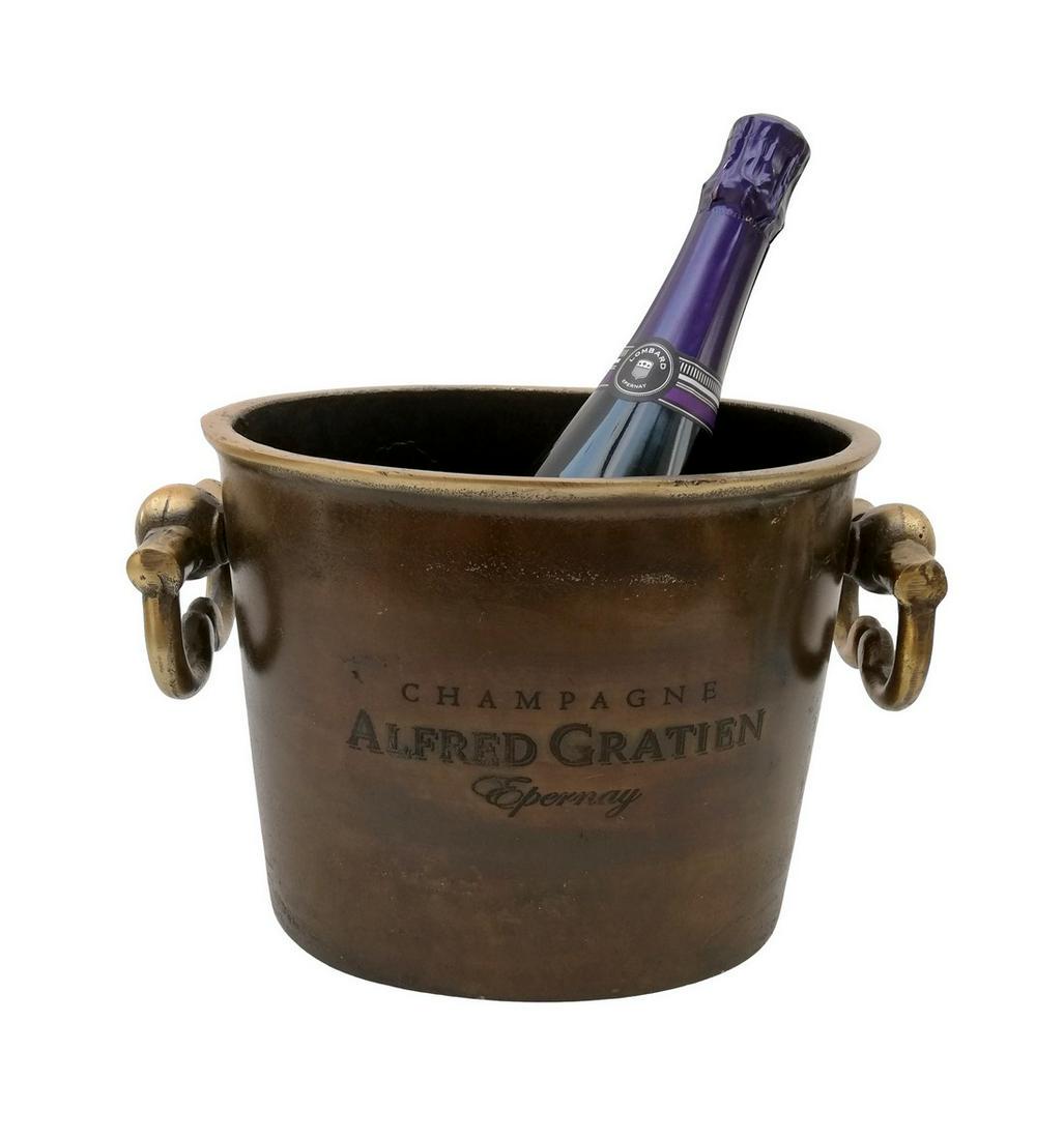 Champagne Alfred Gratien - Wine Cooler/Champagne: Title: Champagne Alfred Gratien - Wine Cooler/Champagne cooler/champagne ice bucket - Brass Maker: Unknown Origin: France Date/Period: 2nd half 20th century Materials: Brass, metal Dimensions: Width: