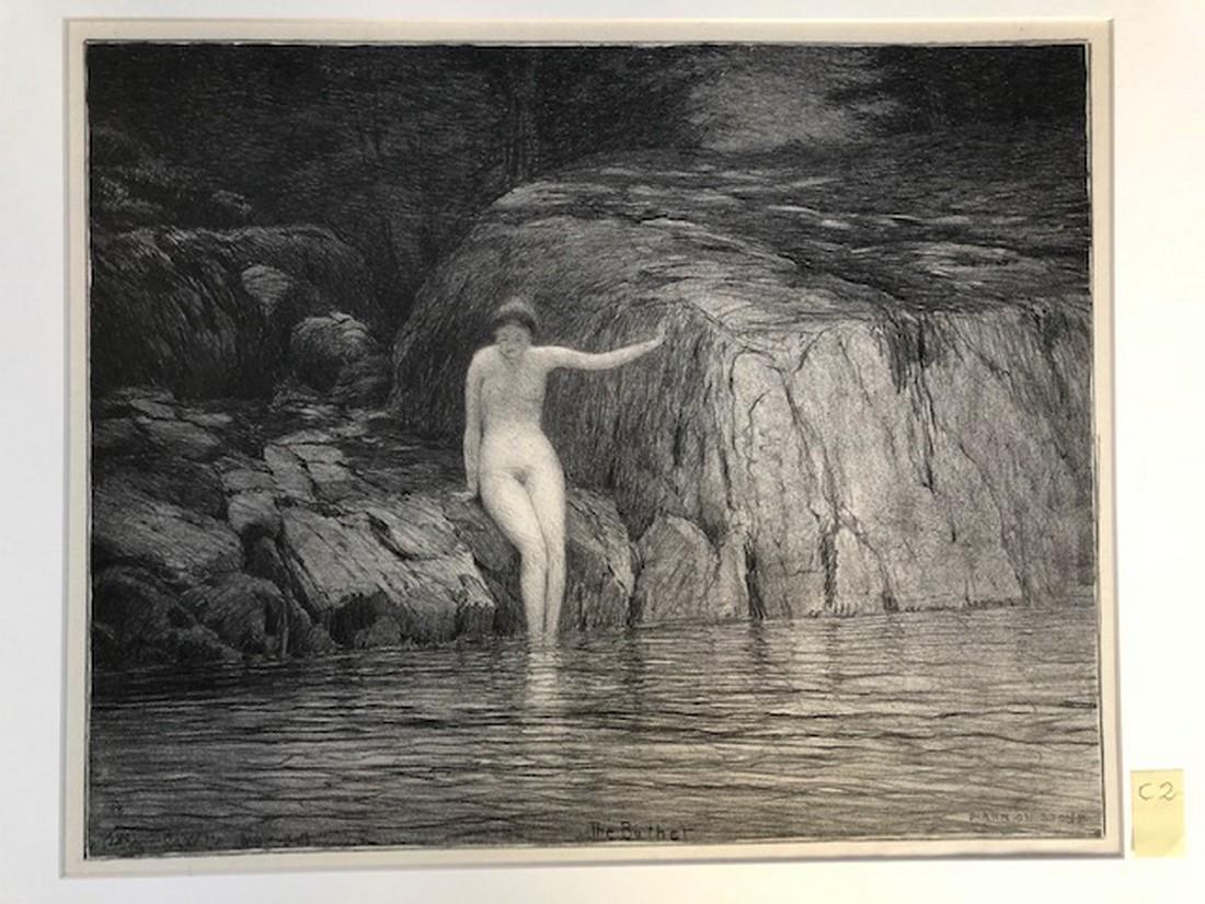 Bolton Brown: The Bather: Artist: Bolton Brown Title: The Bather Printing Date: 1865-1936 Medium: Lithograph Size/Format: 15 1/8 x 12 1/8 Image Reserve: $300.00 Shipping: Domestic: Shipping rates are determined by destination