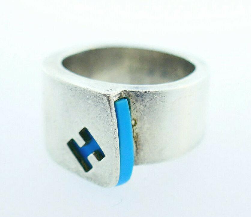 Vintage Hermes Sterling Silver Turquoise “H” Buckle (1 of 6)