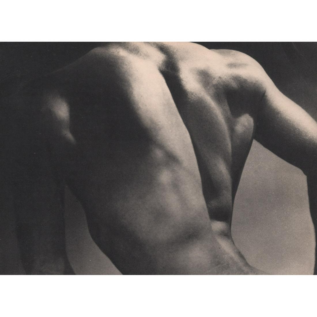 ARAM ALBAN - Male Nude's Back: Artist: ARAM ALBAN Print Title: Male Nude Medium: Sheet-Fed Gravure Printing Date: 1930's Printed in France Image size approx. 6.25 X 8.5 inches Aram Alban was an Armenian photographer born in Istanbu