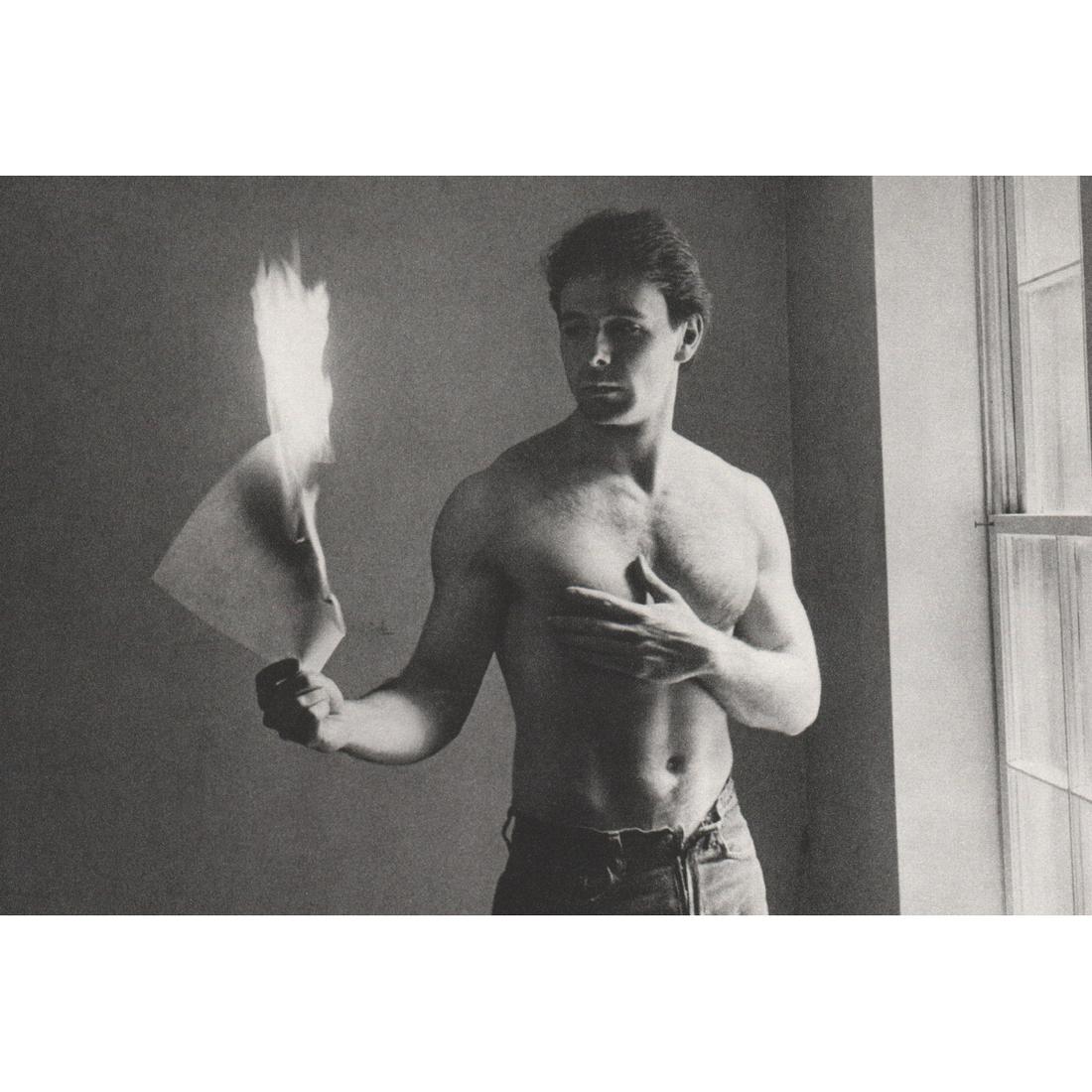 DUANE MICHALS - He burned the letter: Artist: DUANE MICHALS Print Title: He burned the letter that brought him the news that he was loved no more Medium: Sheet-fed Gravure Printed on uncoated acid free paper Printing date: 1990's Printed