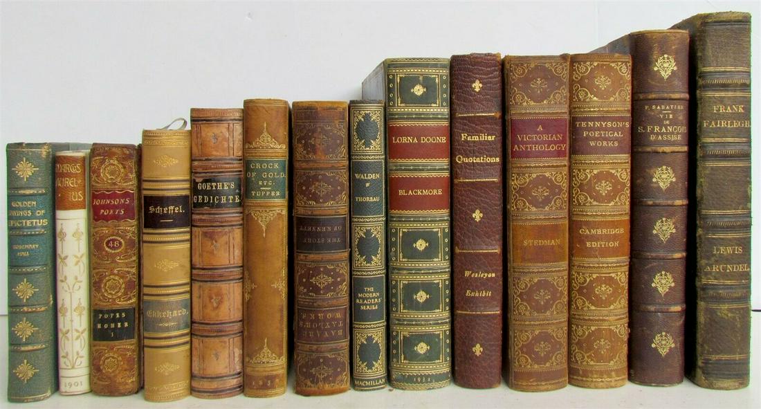 LOT of 14 DECORATIVE BINDINGS ANTIQUE BOOKS late 1700s (1 of 12)