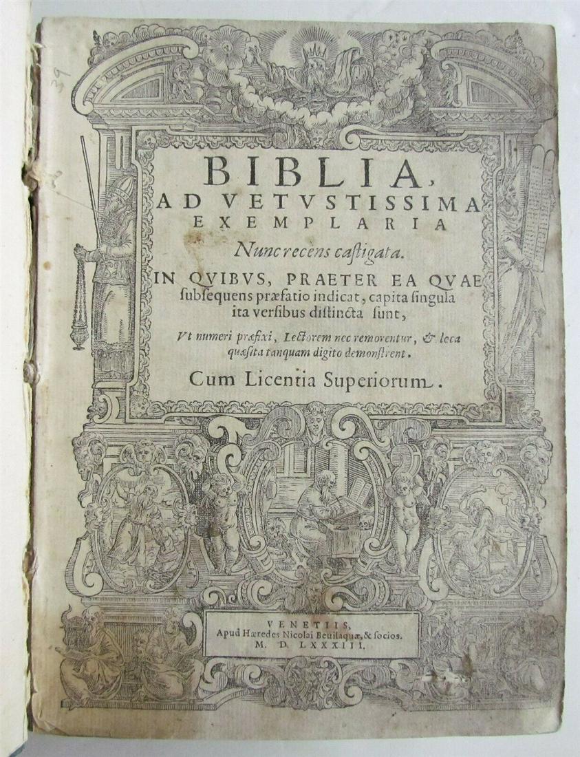 1583 BIBLE ILLUSTRATED LATIN BIBLIA 600 WOODCITS (1 of 12)