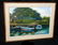 1930s Hawaii Koa Framed Oil Painting Boats on a Dock by - 2