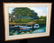 1930s Hawaii Koa Framed Oil Painting Boats on a Dock by - 4
