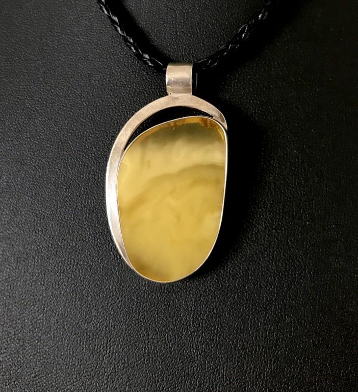 Unique and Astonishing Amber Pendant with chain, shaped (1 of 7)