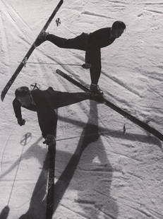 PIERRE BOUCHER - Emile Allais, Pas de patineurs, Vallee: Artist: PIERRE BOUCHERPrint Title: Emile Allais, Pas de patineurs, Vallee Blanche,1944 Medium: Photoengraving Printed 1980’s in FranceImage size (inches) approx. 10 x 7.5” Pierre Boucher(