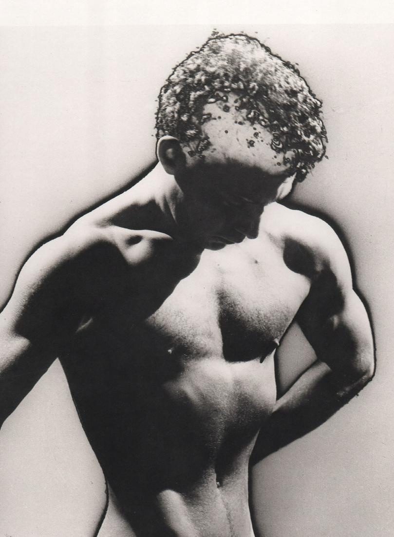 MAN RAY - Untitled, Male nude, solarized: Artist: MAN RAY Print Title: Untitled, Male nude, solarized Medium: PhotoLitho Printed Printed 1980’s in Germany Image size (inches) approx. 8 x 6.5” Man Ray was an American visual artist who spen