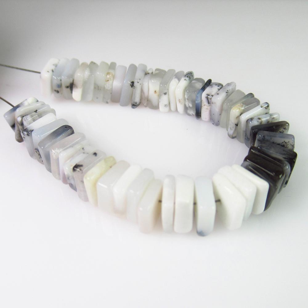 34.71 Ct Natural 52 White Dendrite Opal Square Beads (1 of 2)