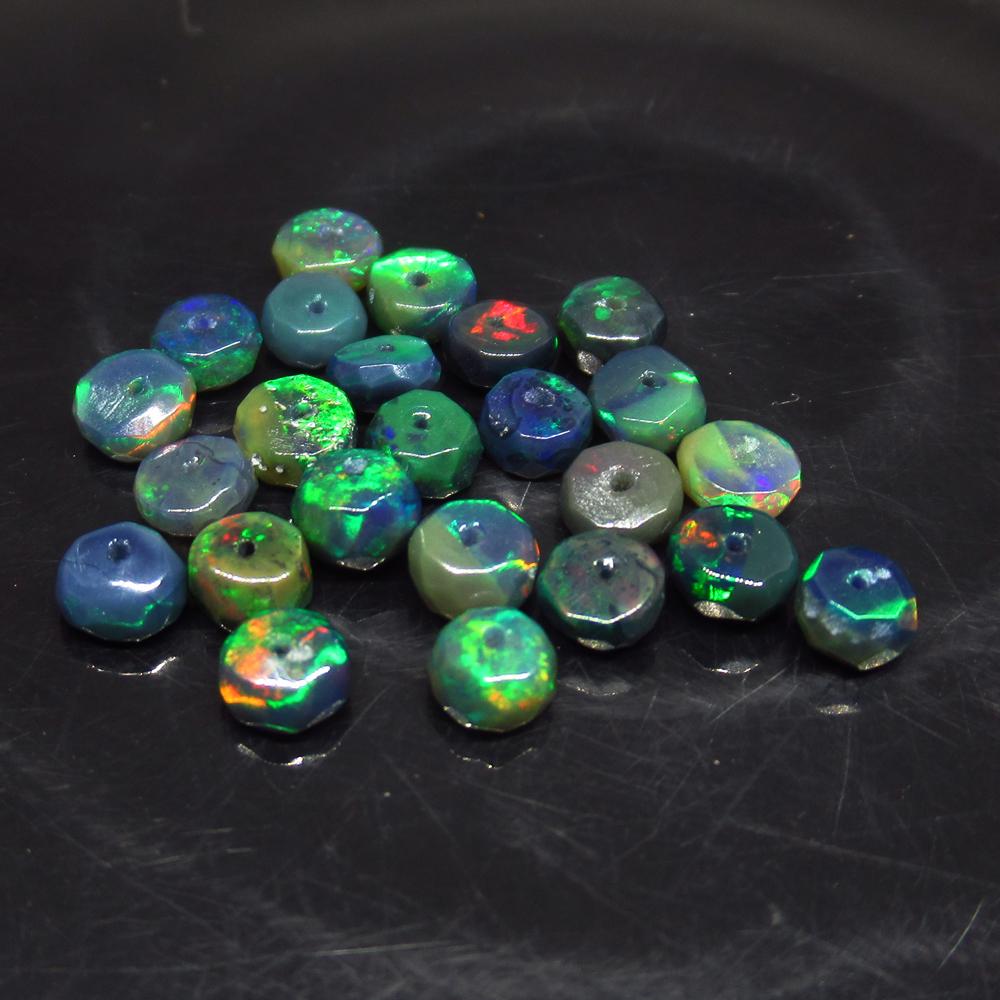 6.08 Ct Natural 24 Drilled Faceted Fire Black Opal (1 of 2)