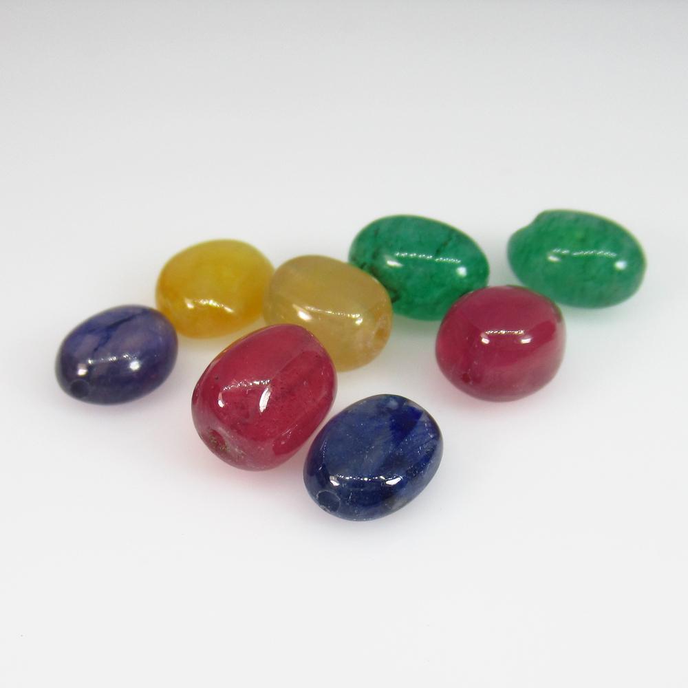 25.29 Ct Natural 8 Ruby Emerald Sapphire Beads (1 of 2)