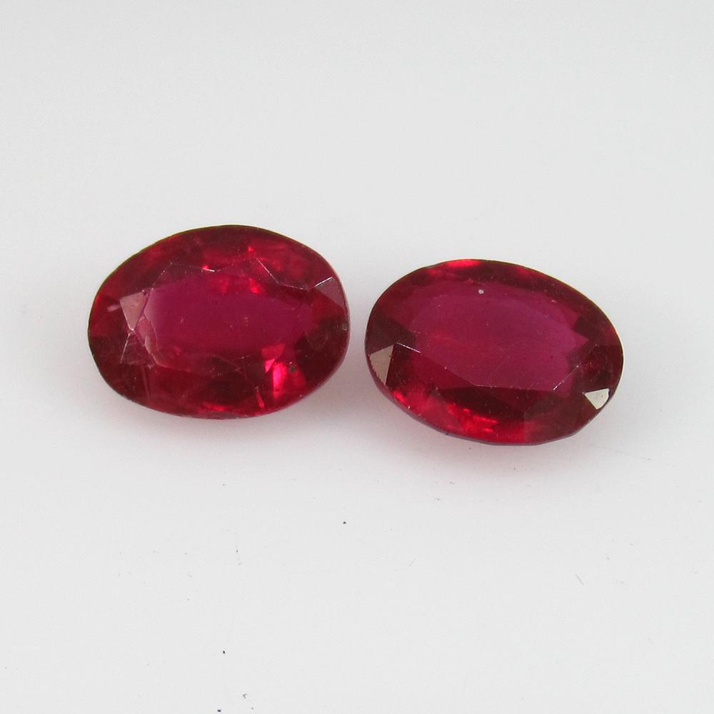 3.32 Ct Natural Mozambique Pinkish Red Ruby Oval Pair (1 of 2)