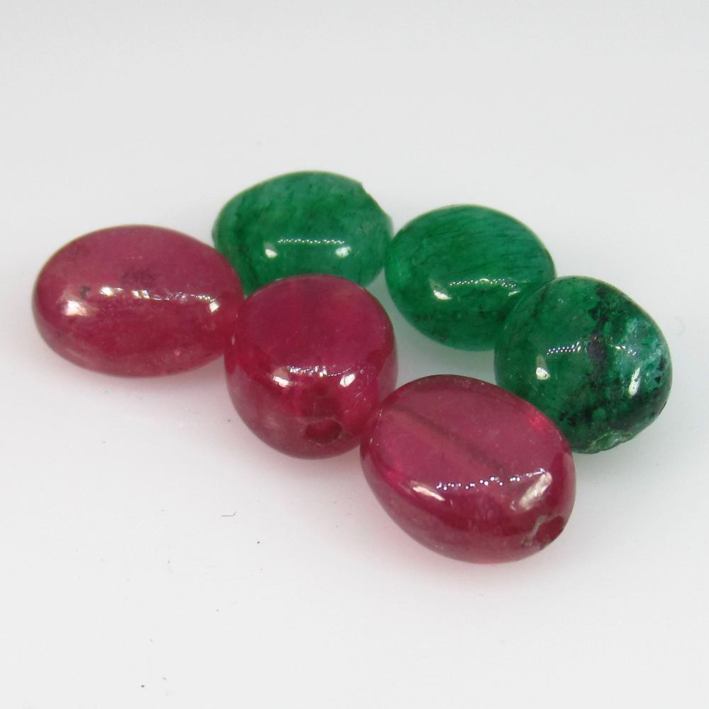 13.80 Ct Natural 6 Ruby Emerald Beads (1 of 2)