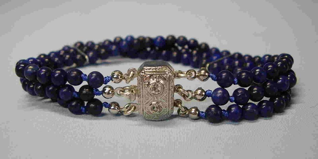 Pleasing 3 rows Lapislazuli bracelet (1 of 9)