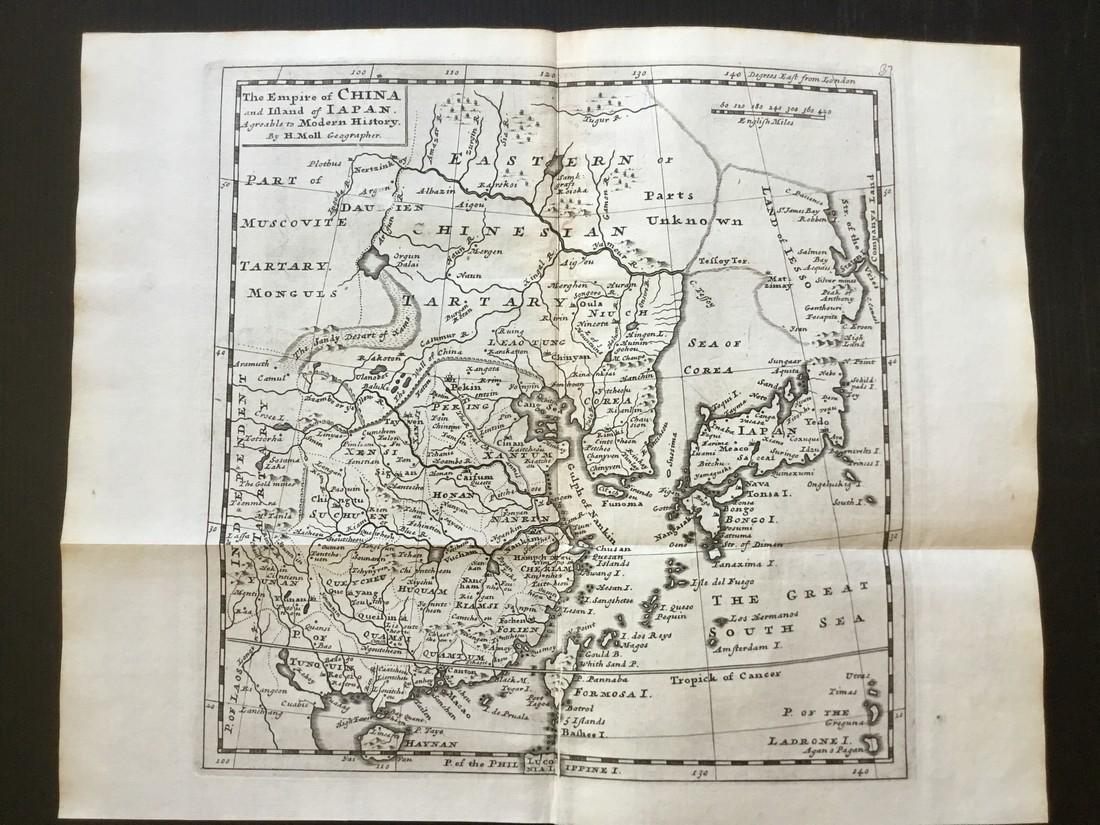 China Korea and Japan: Title: China Korea and Japan Description: By. H. Moll. From. Atlas minor. Published. London. Date/Period: 1729-1736 Materials:Copperplate engraved. Dimensions13 1/2 x 9 “ Reserve: $200.00 Shipping: 