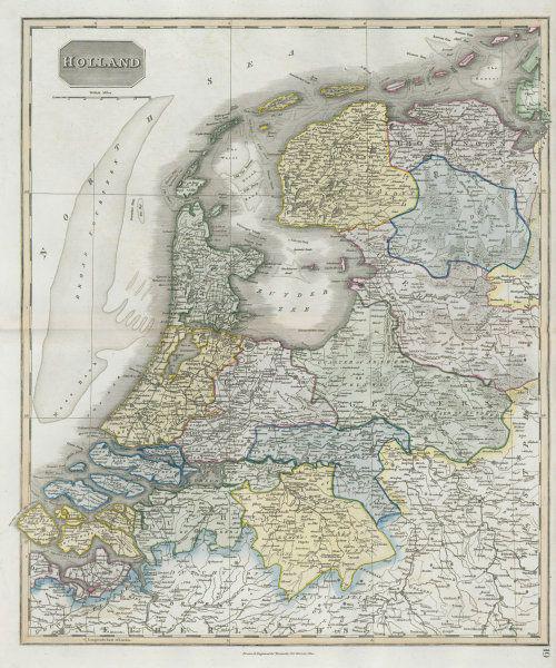 Holland by John Thomson. Netherlands 1830 old antique: TITLE/CONTENT OF MAP: 'Holland' The top image on the right hand side shows the entire map. To view a close up of the map showing the level of printed detail, please click on the bottom image on the ri